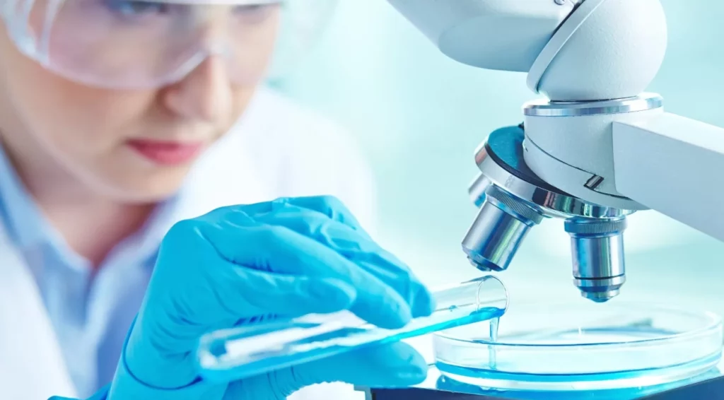 Scientist in a laboratory researching new bacteriophages for medical treatments.